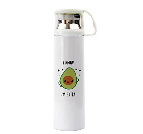 XiErSi Funny Avocado Coffee Thermos Cup - I Know I'm Extra Avocado - Cute Avocado Gifts Motivational Mugs