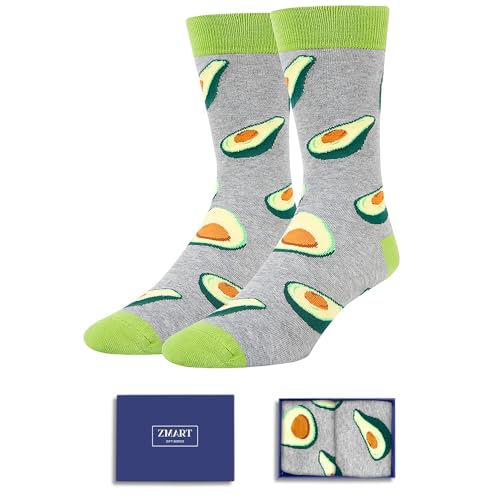 Zmart Funny Gifts for Men Avocado Gifts for Avocado Lovers, Novelty Avocado Socks Men Fruit Socks Grey