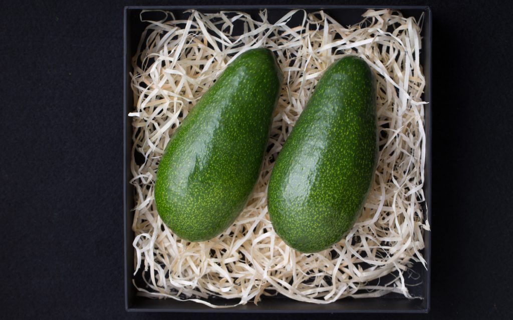 avocado in a black gift box